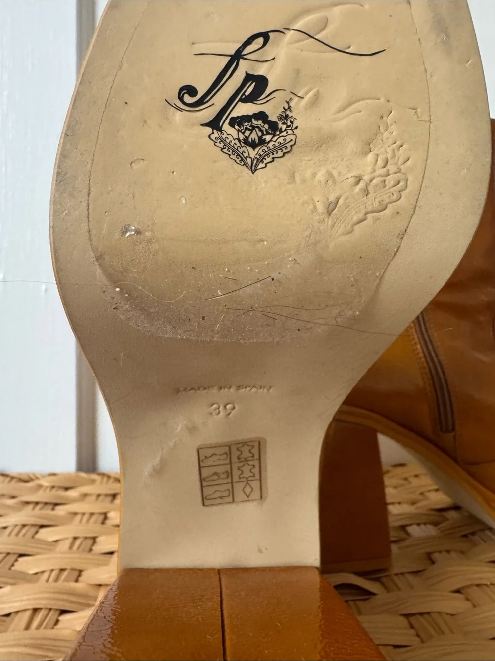 Free People Patent Platform Ankle Boots in Cognac